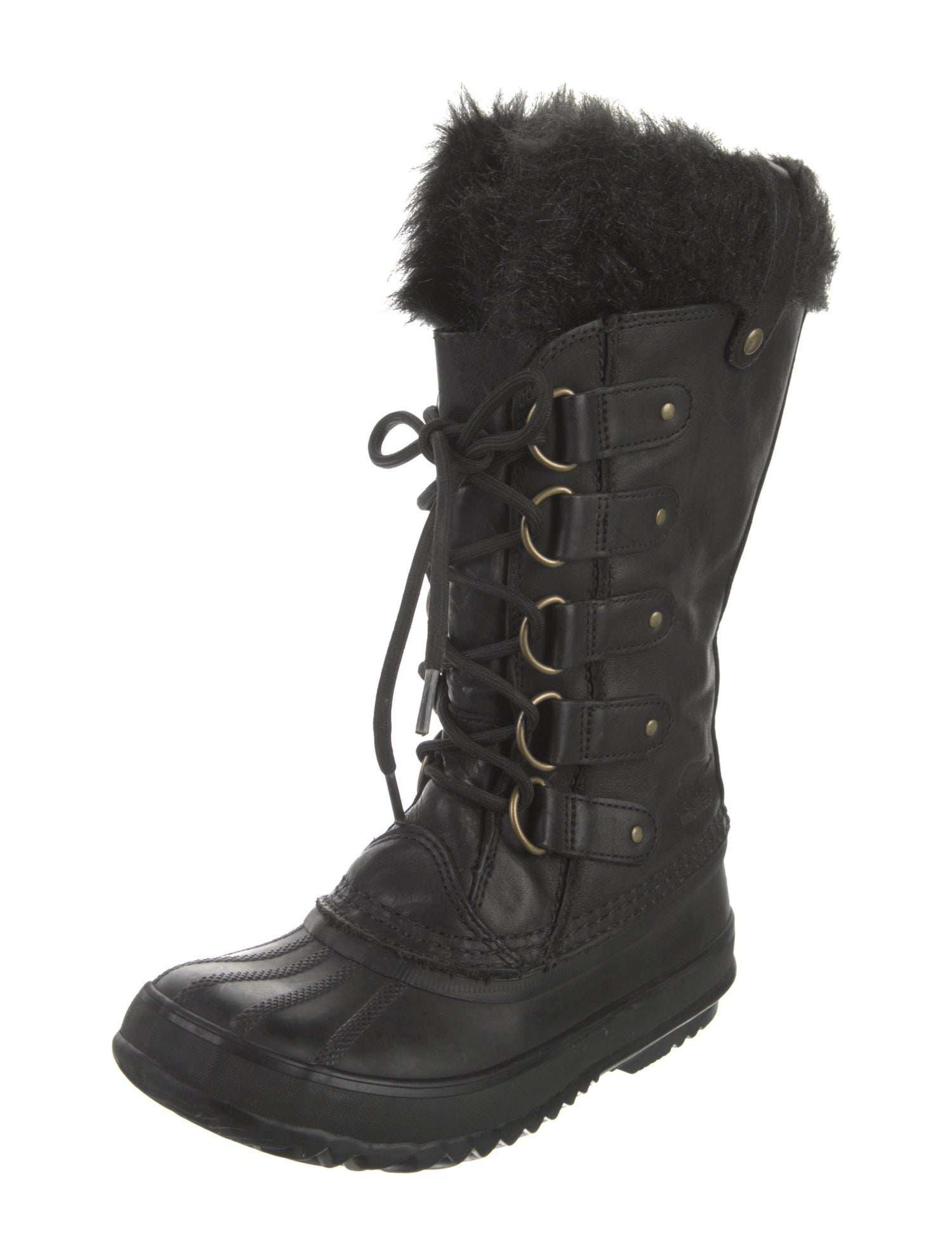 Sorel Leather Faux Fur Trim Lace-Up Boots