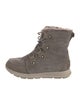 Sorel Suede Fur Trim Lace-Up Boots
