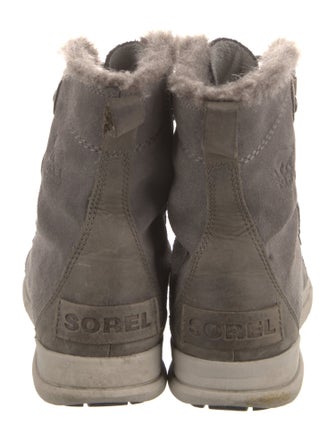 Sorel Suede Fur Trim Lace-Up Boots