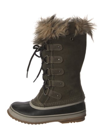 Sorel Suede Faux Fur Trim Lace-Up Boots