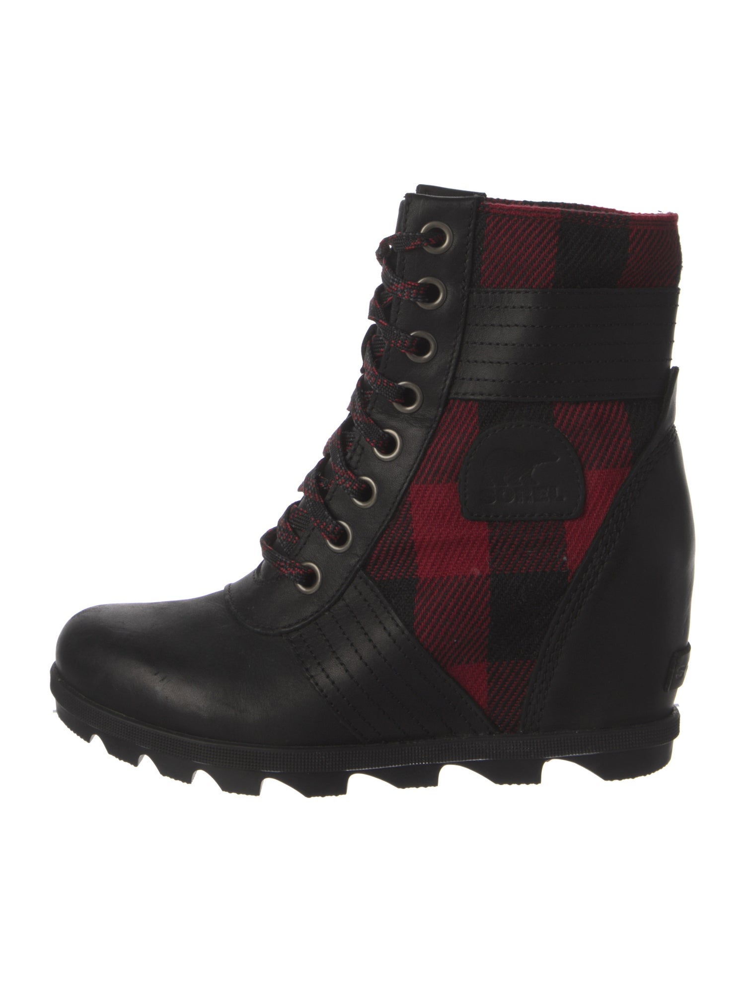 Sorel Leather Plaid Print Lace-Up Boots