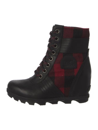 Sorel Leather Plaid Print Lace-Up Boots