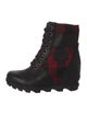 Sorel Leather Plaid Print Lace-Up Boots