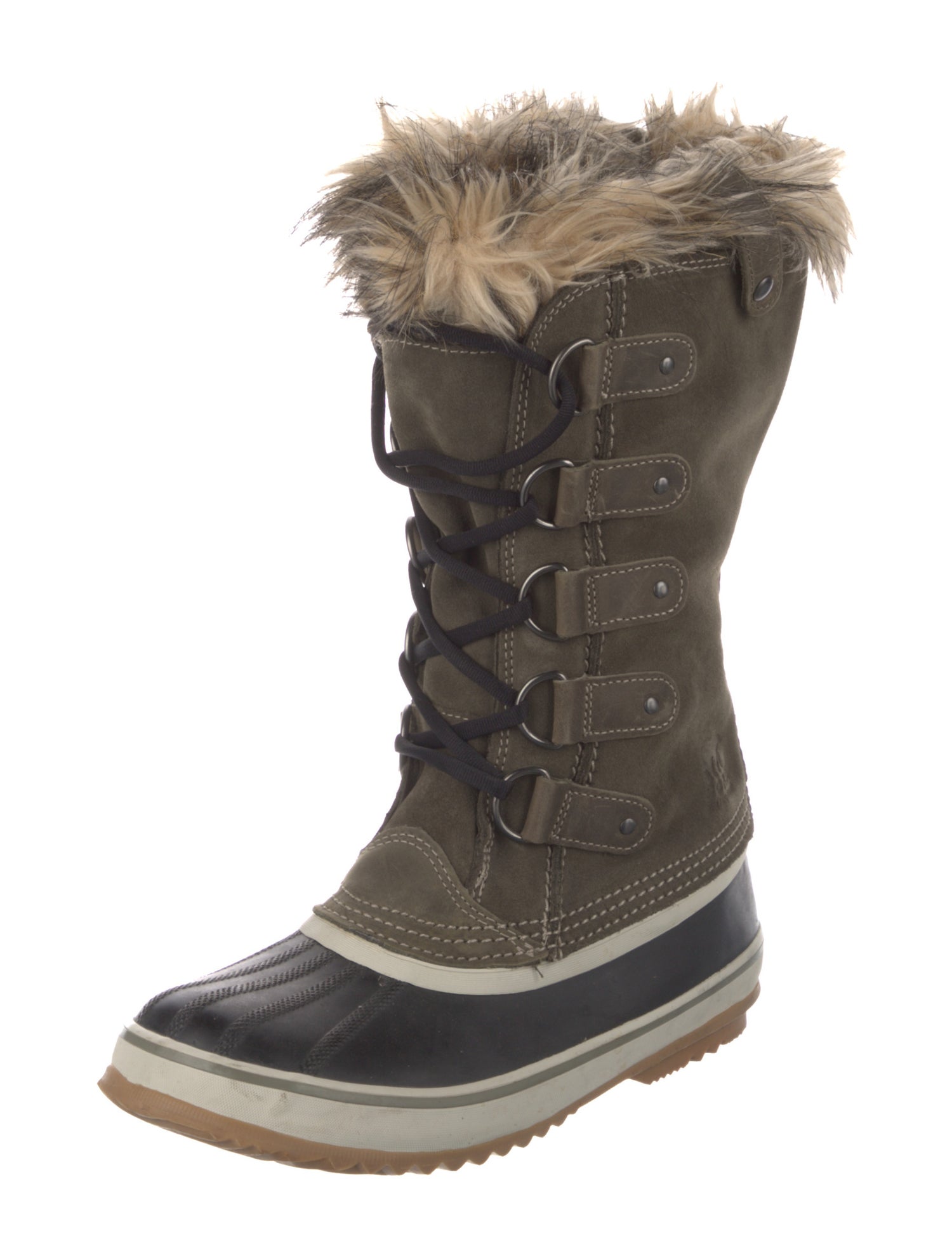 Sorel Suede Faux Fur Trim Lace-Up Boots