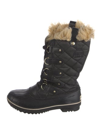 Sorel Leather Fur Trim Lace-Up Boots