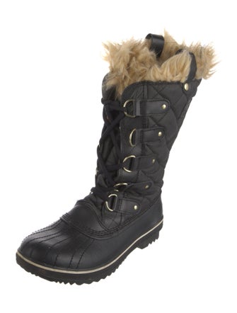 Sorel Leather Fur Trim Lace-Up Boots