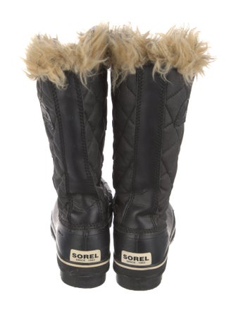 Sorel Leather Fur Trim Lace-Up Boots