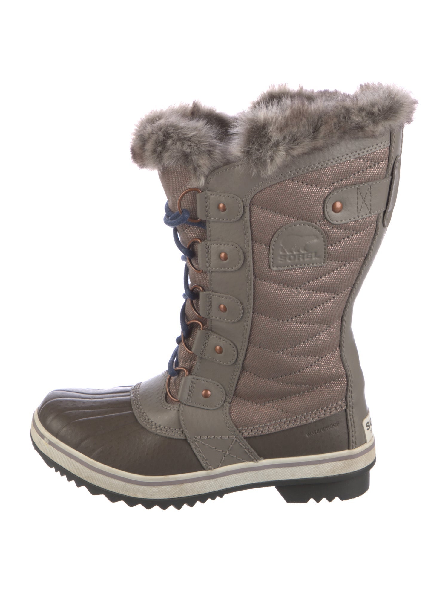 Sorel Striped Fur Trim Lace-Up Boots