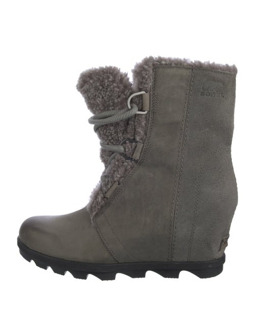 Sorel Leather Fur Trim Lace-Up Boots