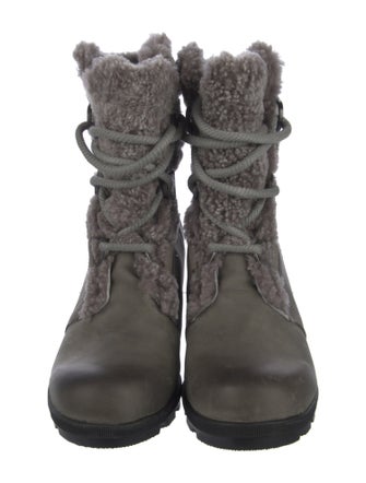 Sorel Leather Fur Trim Lace-Up Boots
