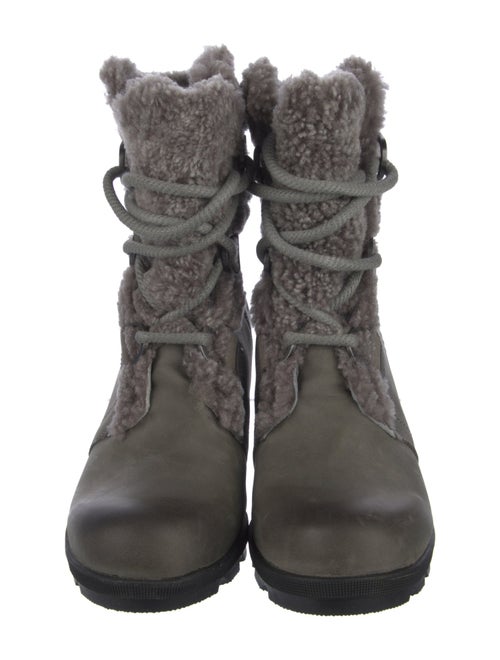 Sorel Leather Fur Trim Lace-Up Boots