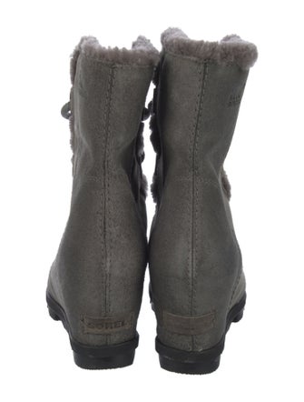 Sorel Leather Fur Trim Lace-Up Boots