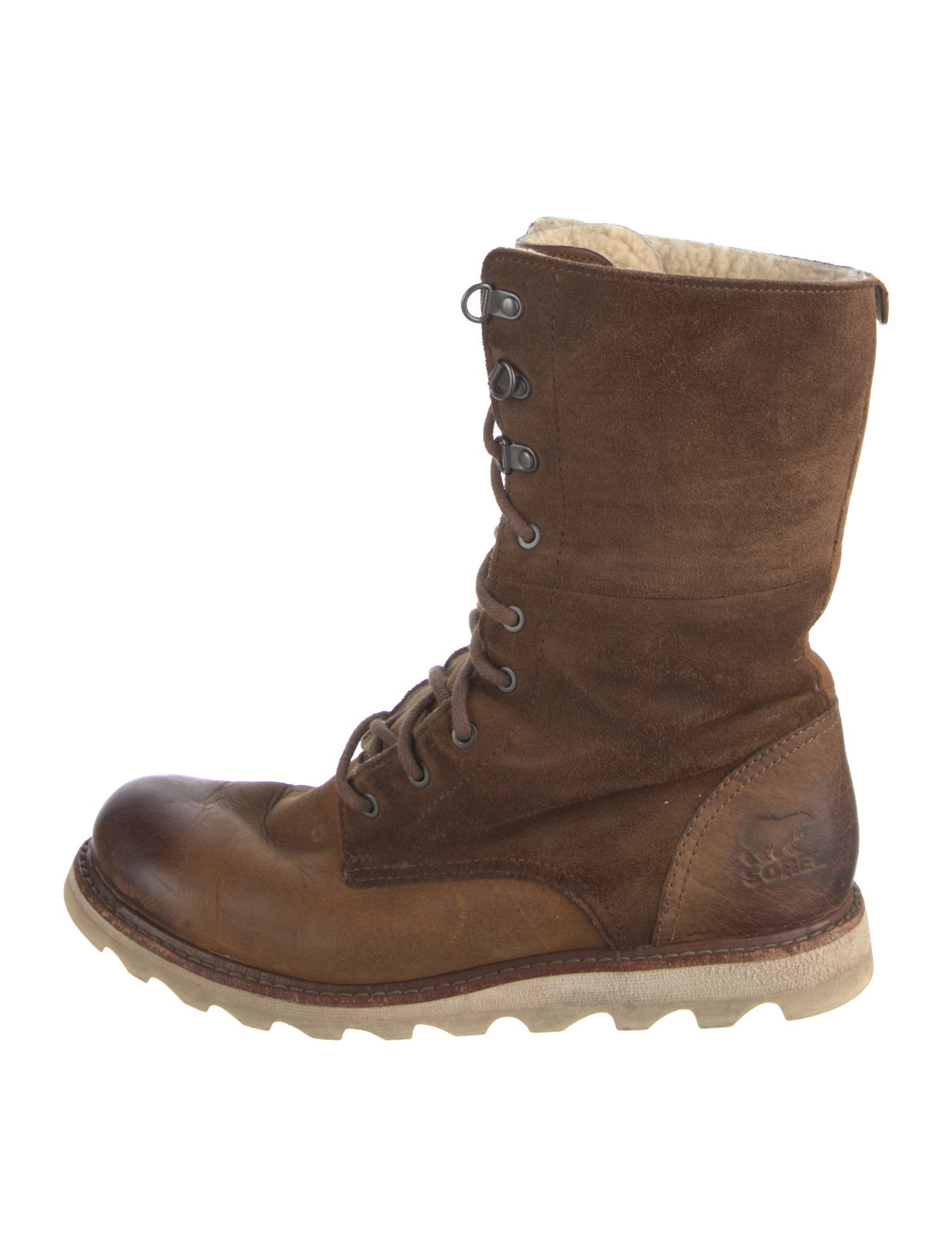 Sorel Suede Colorblock Pattern Combat Boots