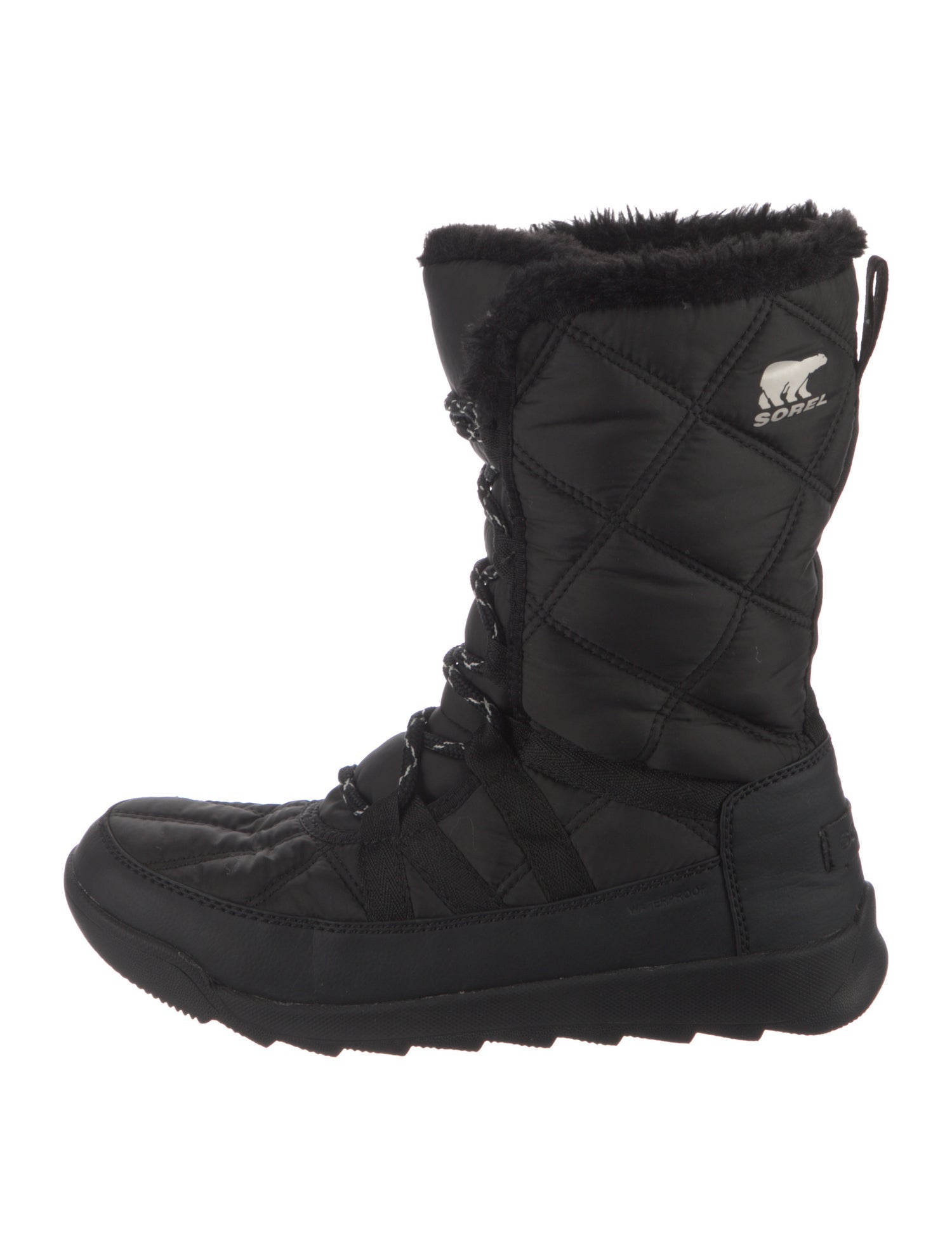 Sorel Nylon Faux Fur Trim Lace-Up Boots