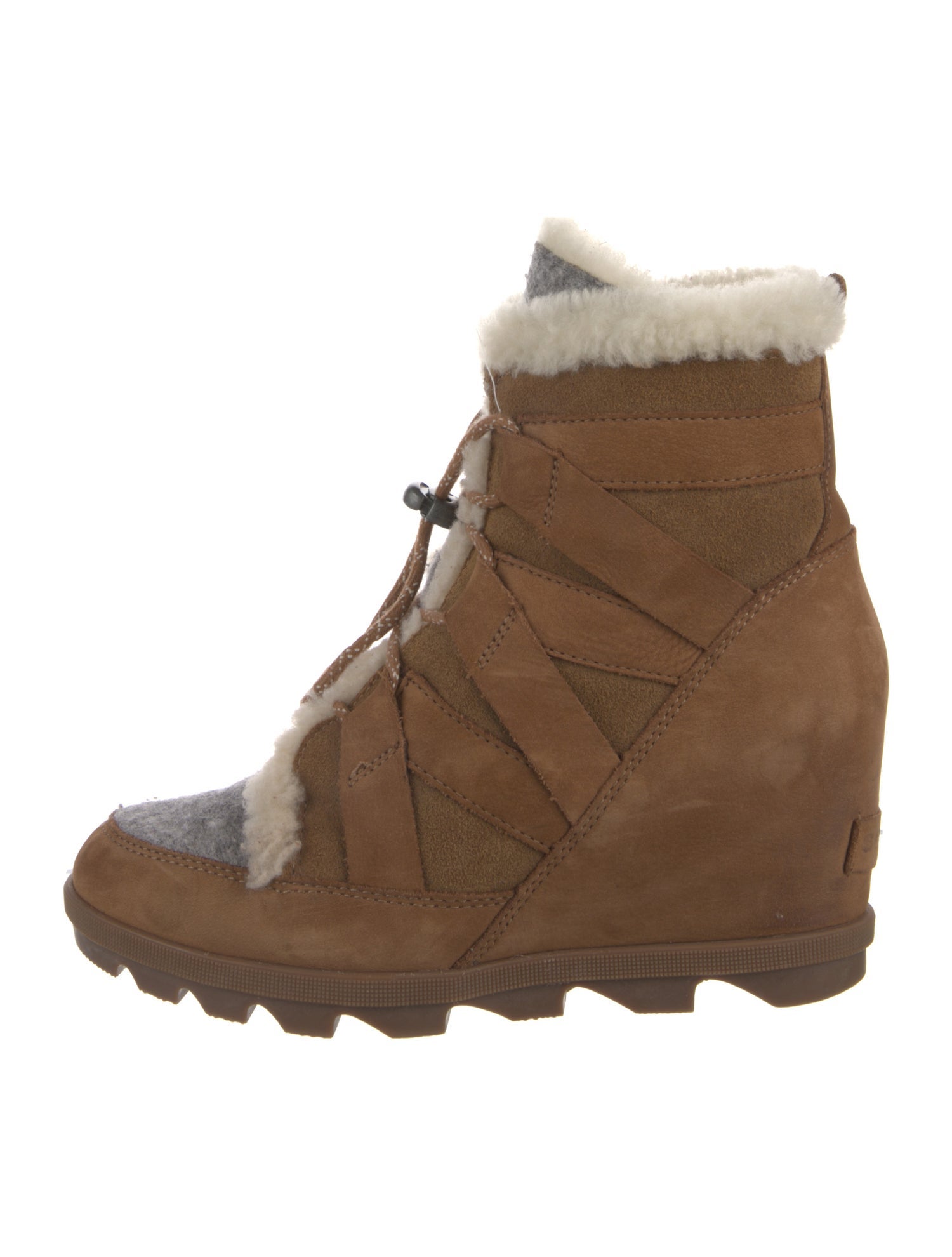 Sorel Suede Fur Trim Lace-Up Boots