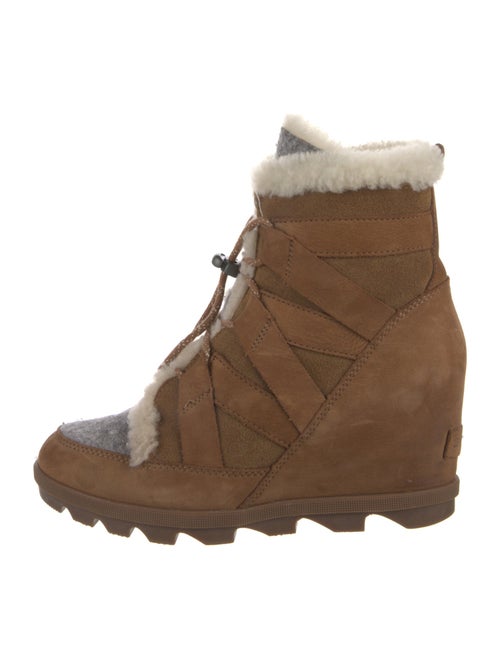 Sorel Suede Fur Trim Lace-Up Boots