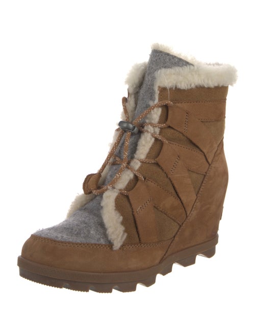 Sorel Suede Fur Trim Lace-Up Boots