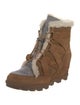 Sorel Suede Fur Trim Lace-Up Boots