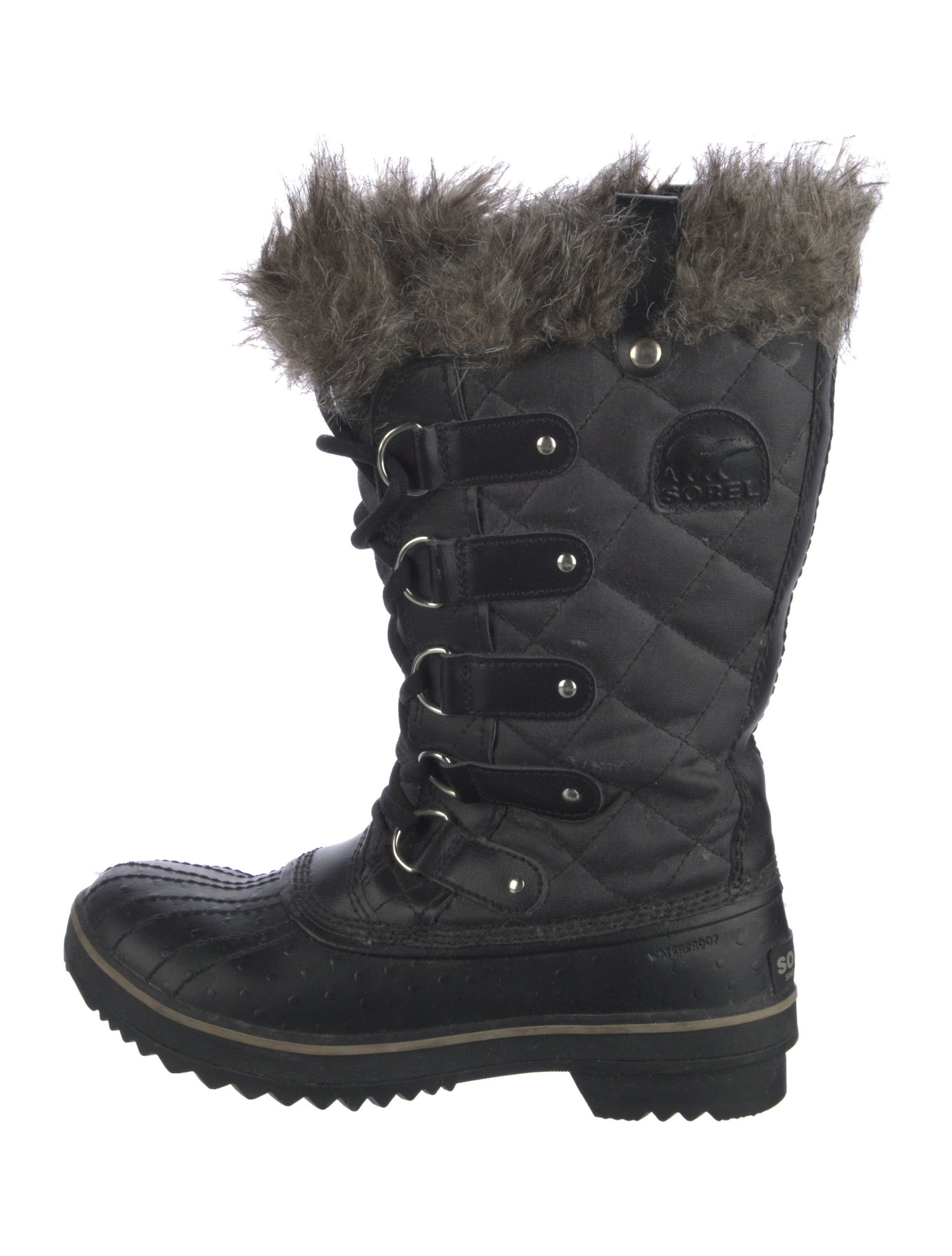 Sorel Leather Fur Trim Lace-Up Boots
