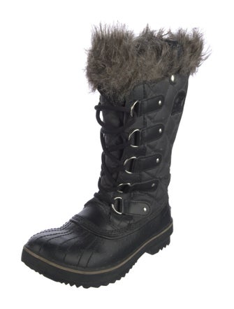 Sorel Leather Fur Trim Lace-Up Boots