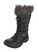Sorel Leather Fur Trim Lace-Up Boots