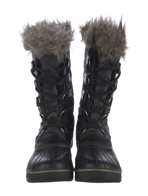 Sorel Leather Fur Trim Lace-Up Boots