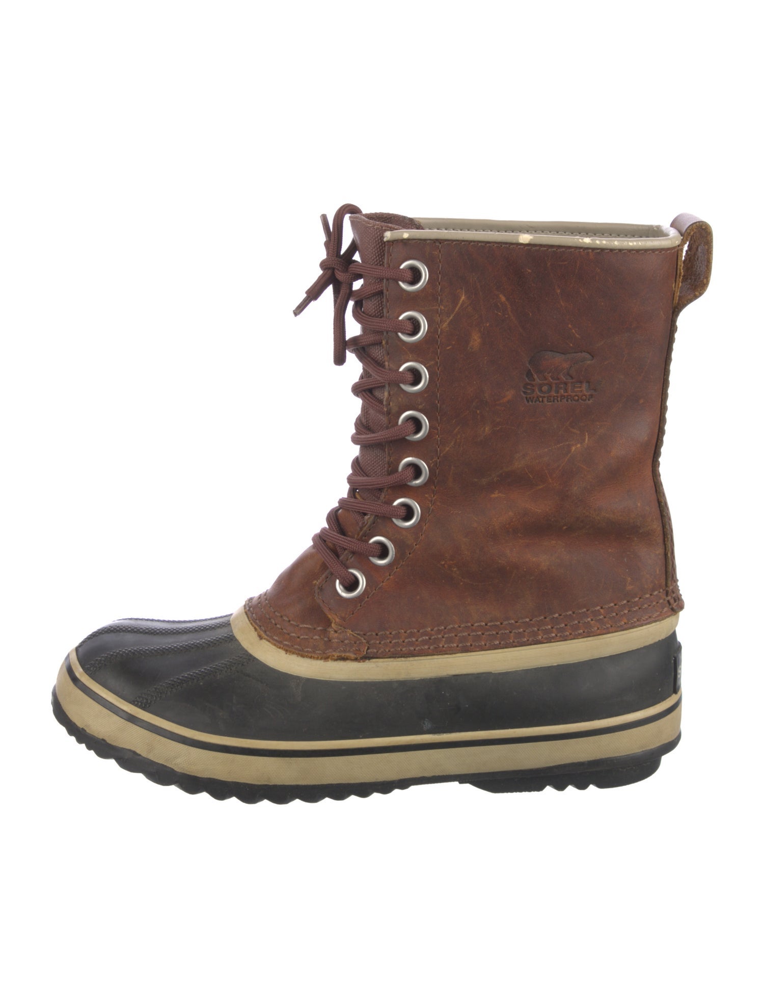 Sorel Leather Colorblock Pattern Lace-Up Boots