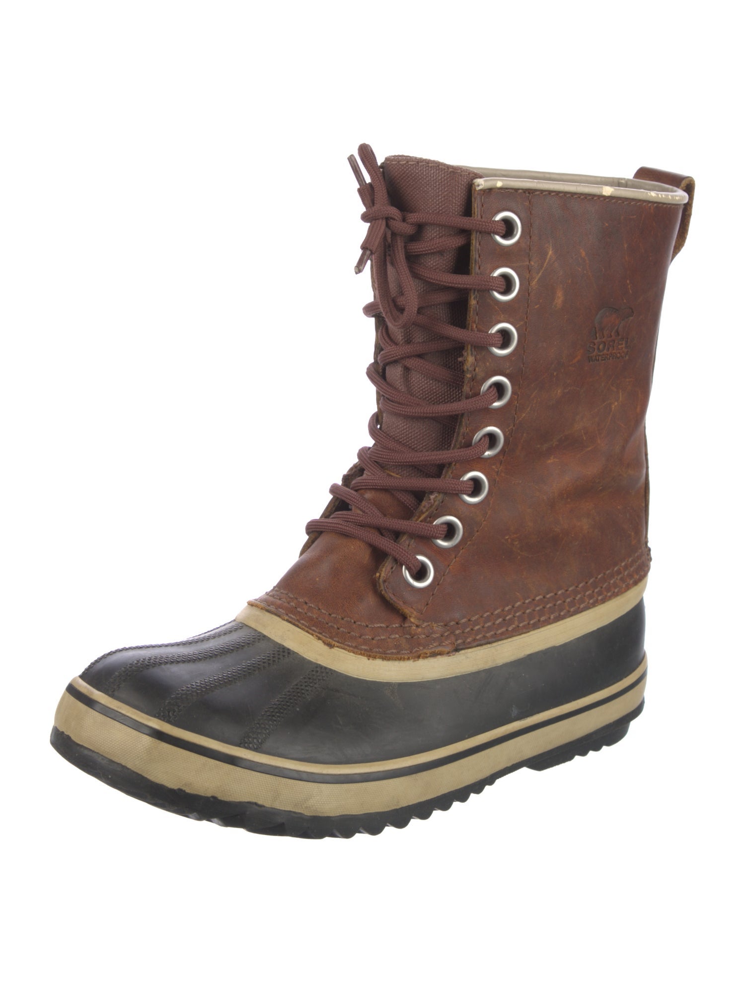 Sorel Leather Colorblock Pattern Lace-Up Boots