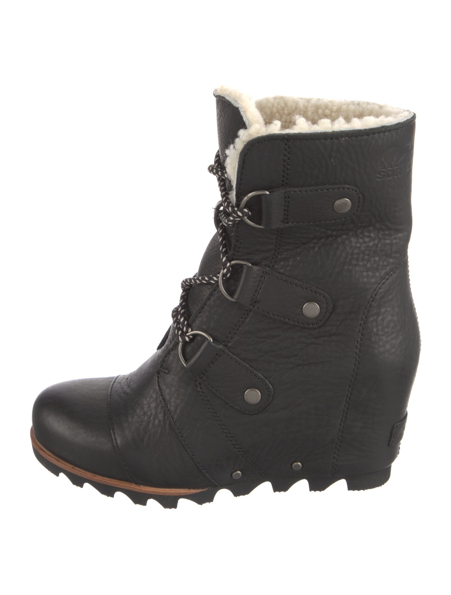 Sorel Leather Faux Fur Trim Lace-Up Boots