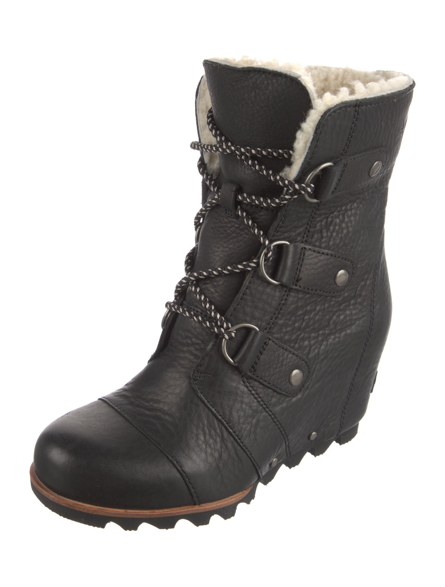 Sorel Leather Faux Fur Trim Lace-Up Boots