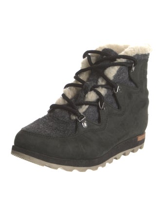 Sorel Leather Fur Trim Lace-Up Boots