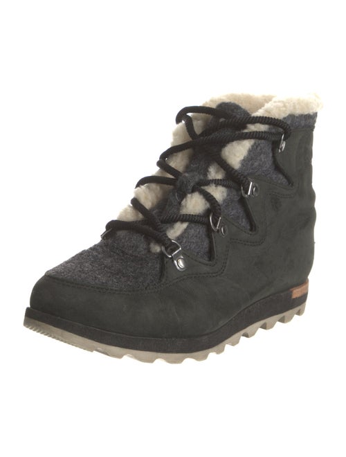 Sorel Leather Fur Trim Lace-Up Boots