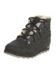 Sorel Leather Fur Trim Lace-Up Boots
