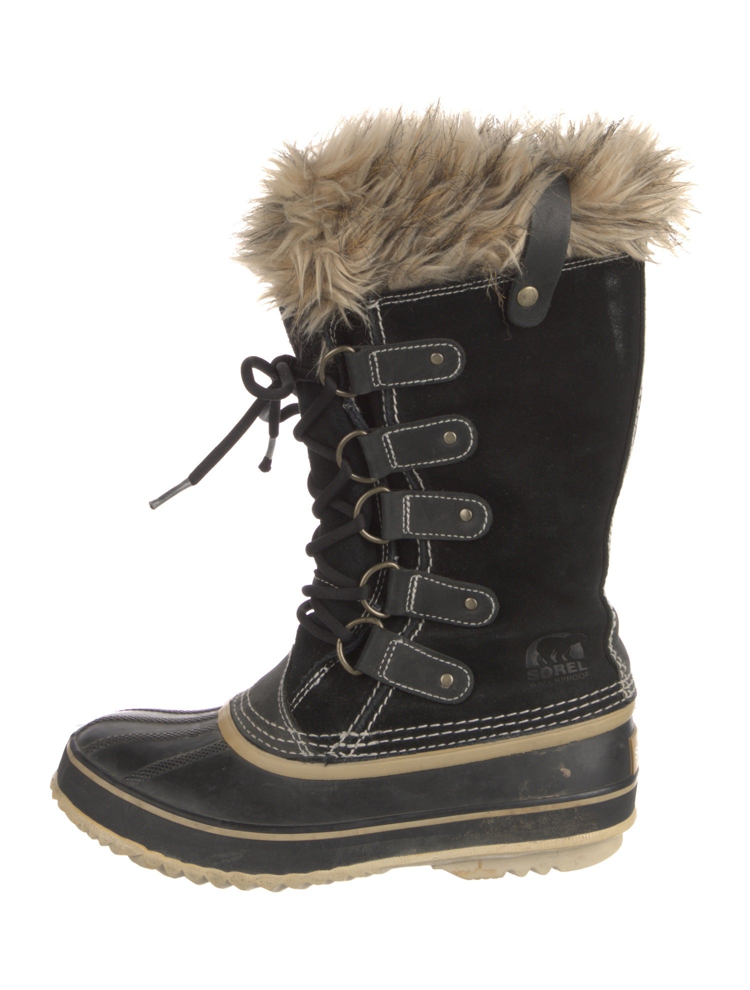 Sorel Suede Faux Fur Trim Lace-Up Boots