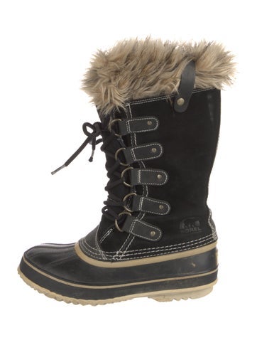 Sorel Boots Suede Faux Fur Trim Lace-Up US 7 |