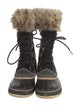 Sorel Suede Faux Fur Trim Lace-Up Boots