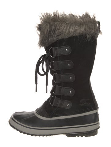 Sorel Boots Suede Fur Trim Lace-Up US 8 |
