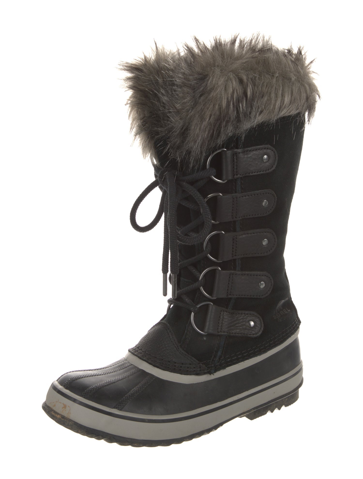 Sorel Suede Fur Trim Lace-Up Boots