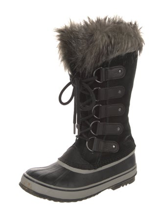 Sorel Suede Fur Trim Lace-Up Boots