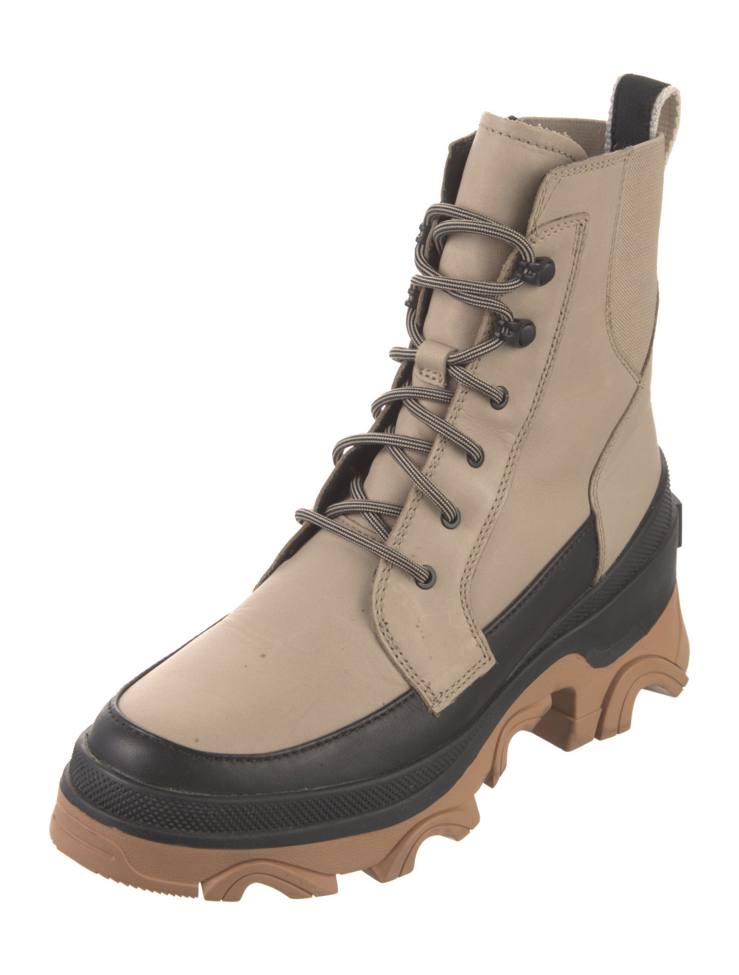 Sorel Leather Colorblock Pattern Combat Boots