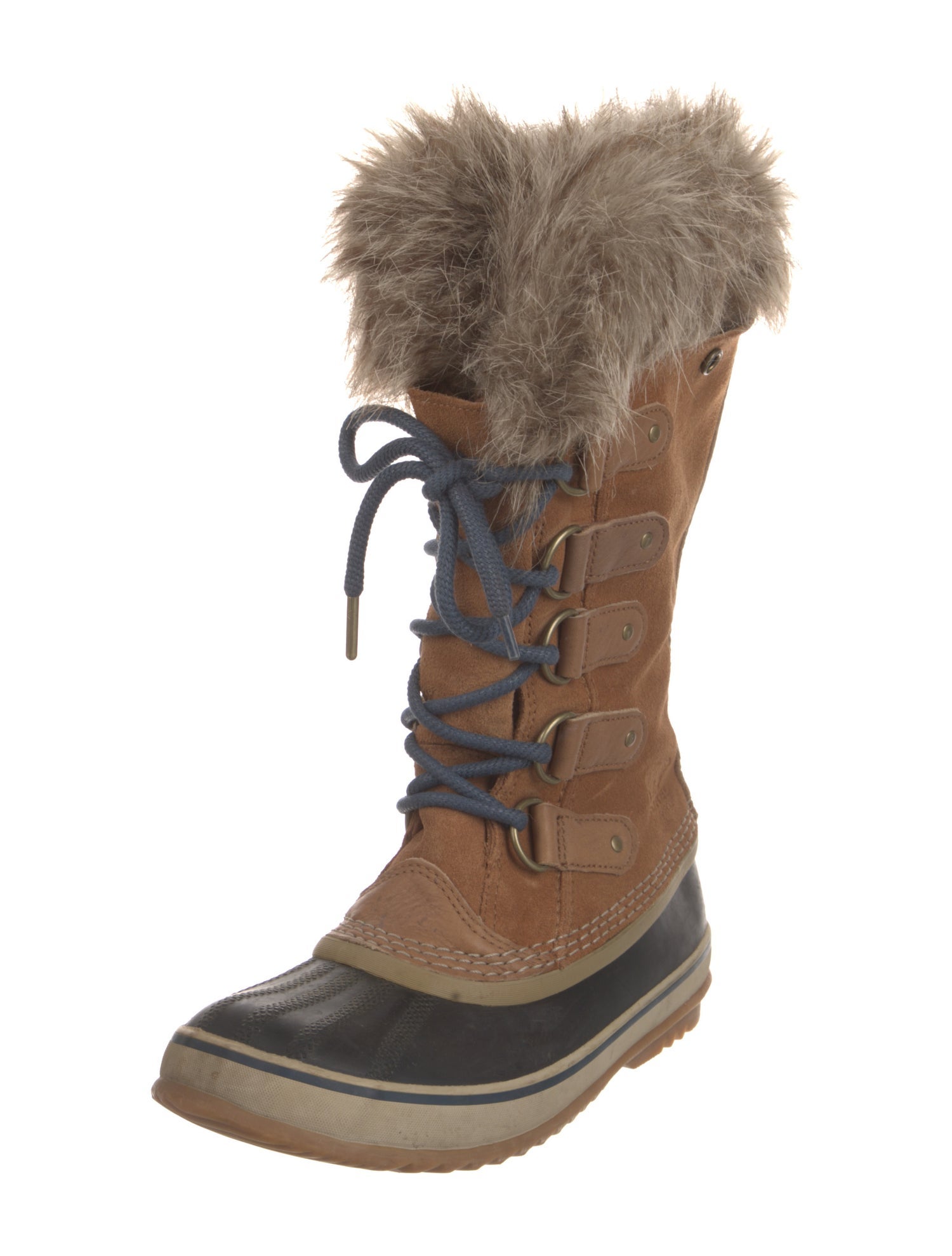 Sorel Suede Faux Fur Trim Lace-Up Boots