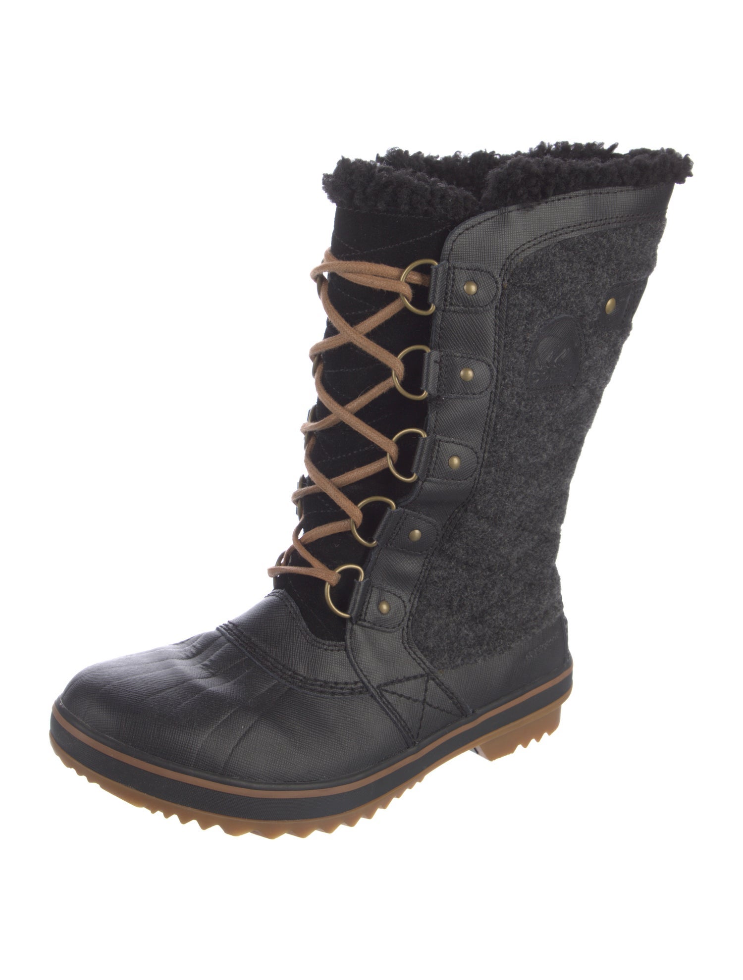 Sorel Wool Faux Fur Trim Lace-Up Boots