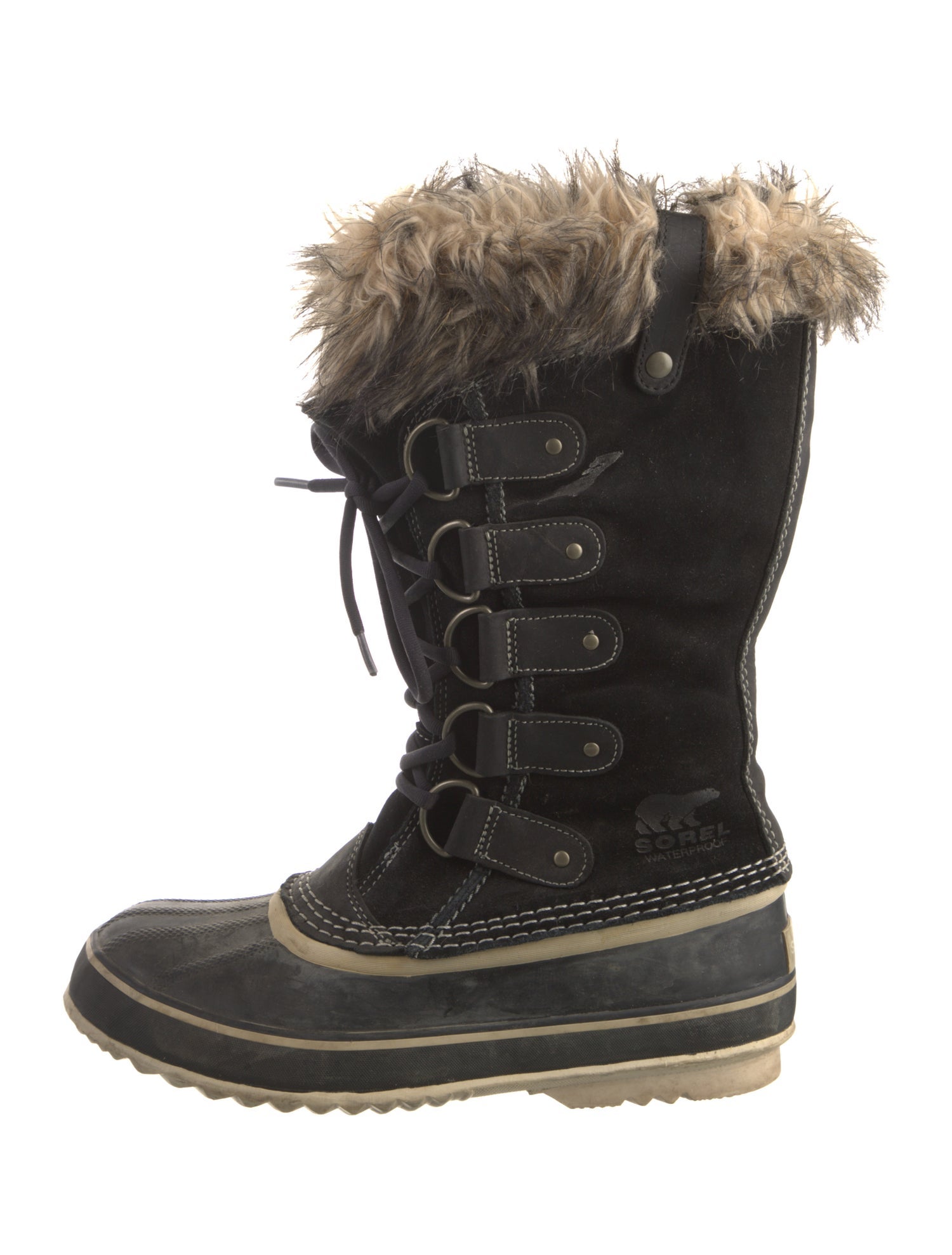 Sorel Suede Faux Fur Trim Lace-Up Boots