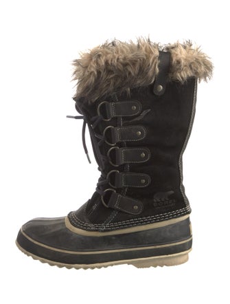 Sorel Suede Faux Fur Trim Lace-Up Boots