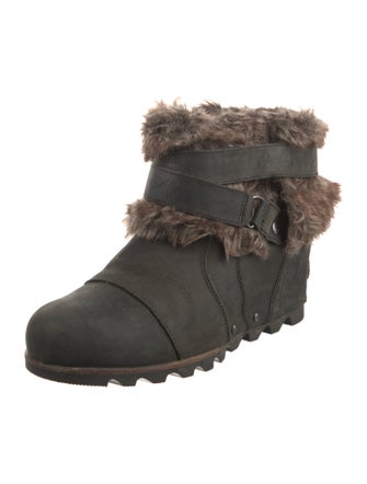 Sorel Suede Faux Fur Trim Rain Boots
