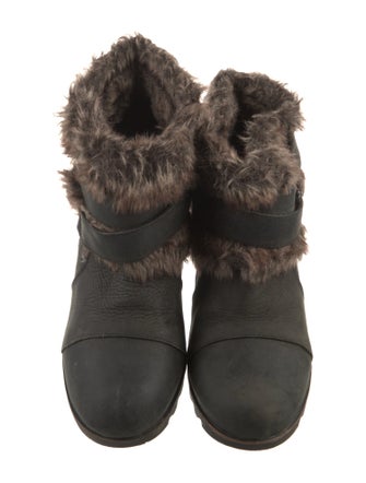 Sorel Suede Faux Fur Trim Rain Boots