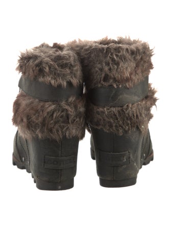 Sorel Suede Faux Fur Trim Rain Boots