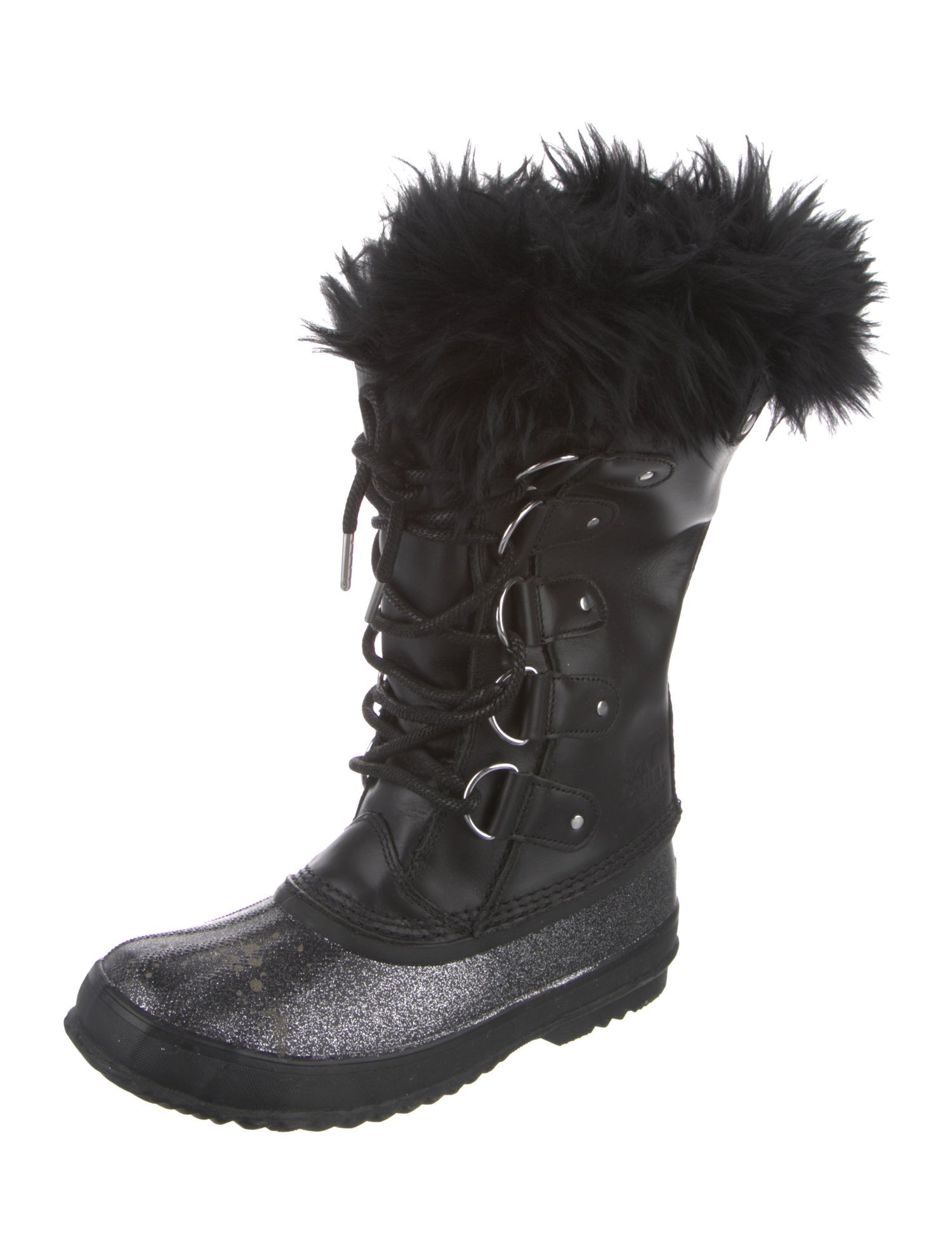 Sorel Leather Glitter Accents Lace-Up Boots