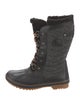Sorel Wool Faux Fur Trim Combat Boots