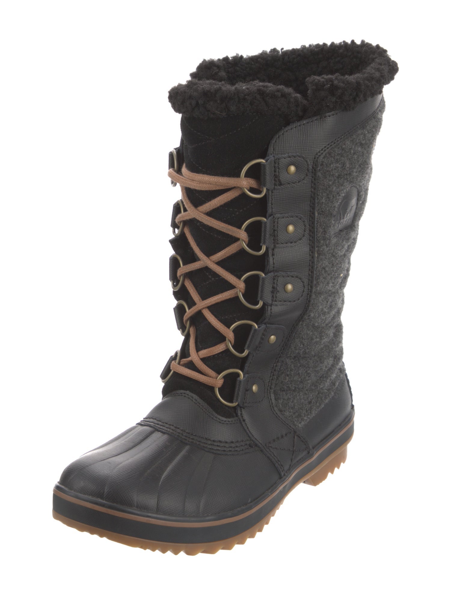 Sorel Wool Faux Fur Trim Combat Boots